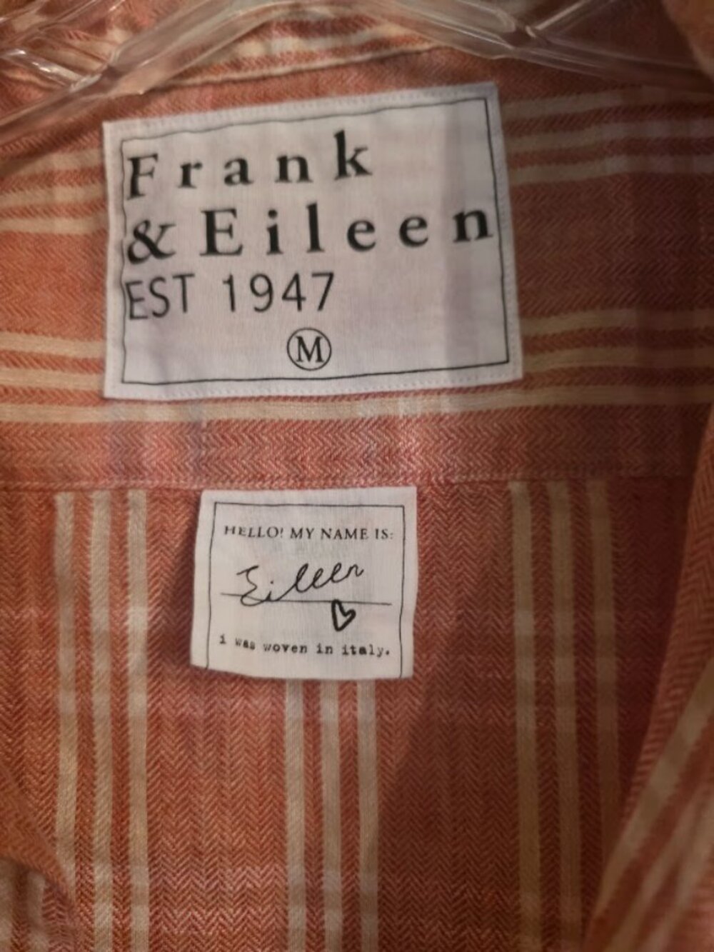 An EILEEN Orange and Cream Plaid, Flannel Linen Shirt - Picture 6 of 6